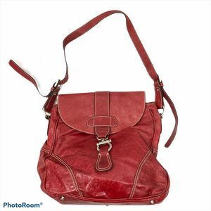 Abro Large Red Leather Italian Made Bag Purse Tote‎